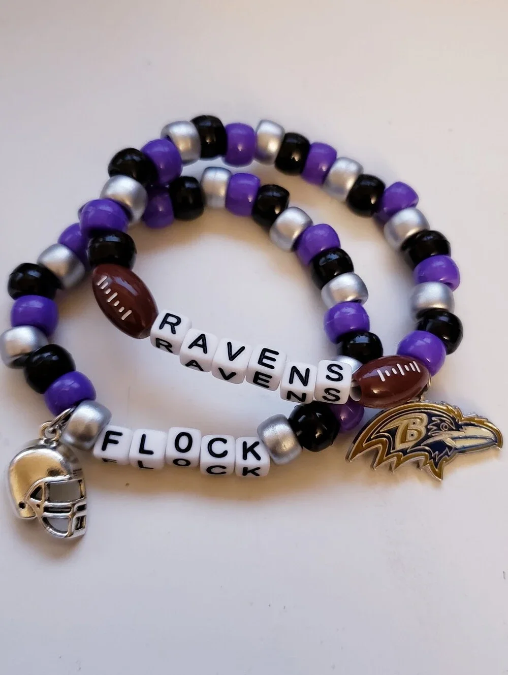 Handmade Stackable Ravens Flock Baltimore Ravens Bracelets